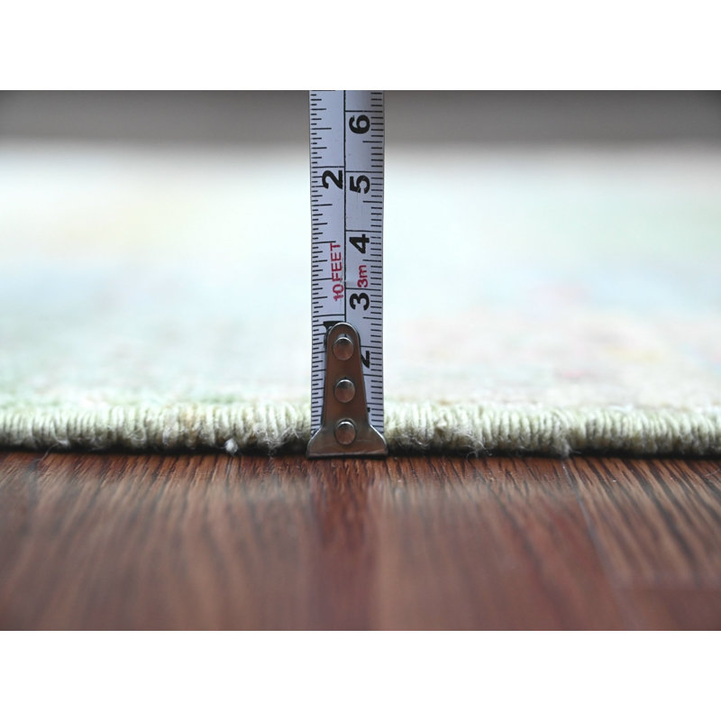 Tapis de couloir oriental vert en laine nouée à la main 2 pi 9 po x 9 pi 7 po - MOA1020007