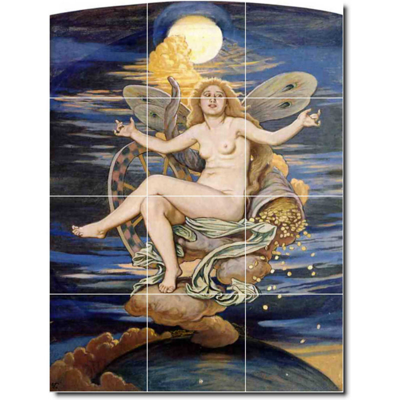 Carreau de céramique décorative 12,75 po x 17 po 4,25 po x 4,25 po, Peinture Elihu Vedder Mythology W08990