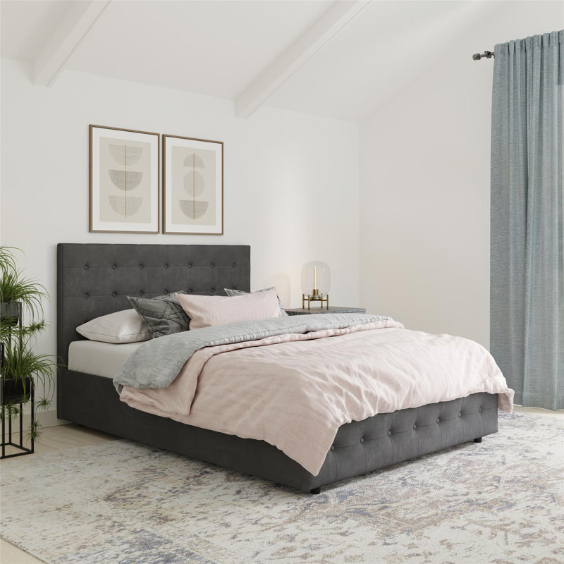 Morphis Upholstered Storage Bed, Queen, Grey Velvet
