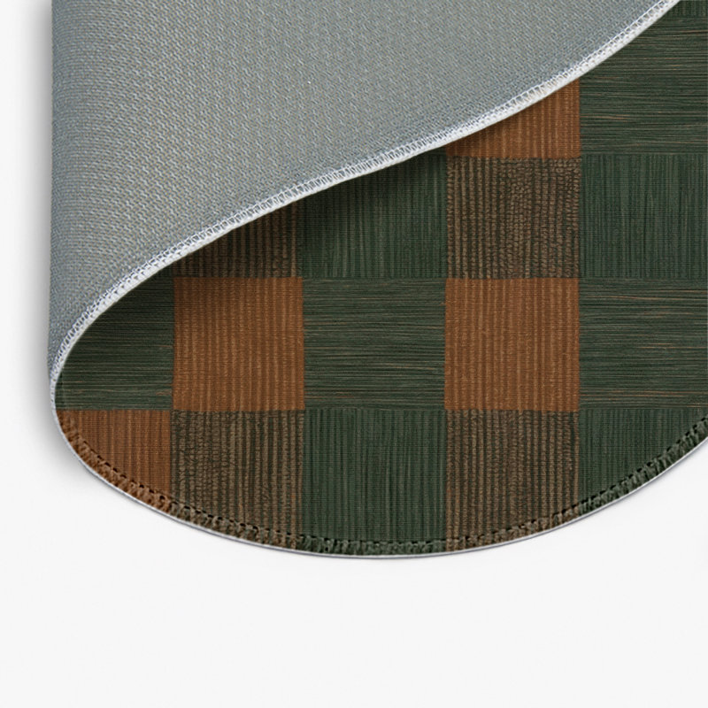 Checkered Brown Indoor and Outdoor Area Rug, Round 5'