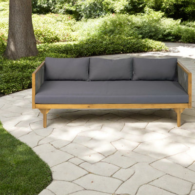 Canapés de patio confort, canapé moderne en corde de bois d'acacia pour terrasse de jardin