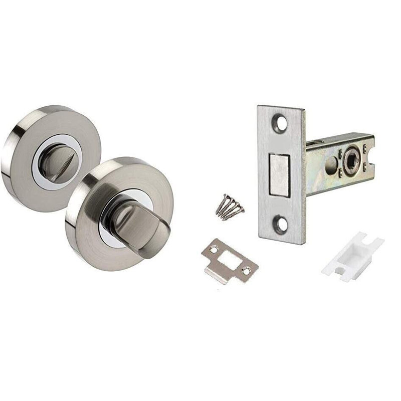 Turn & Release Set for Bathroom Lock in Duo Chrome Finish with Fixings Screws