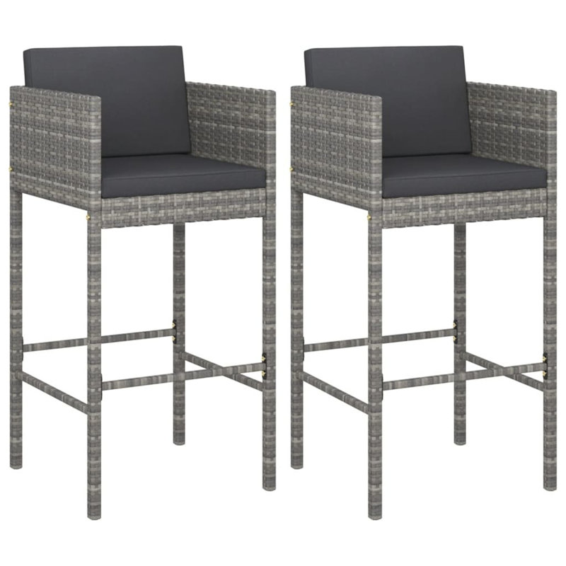 Tabouret de bar 29,9 po avec coussin, gris, Noir