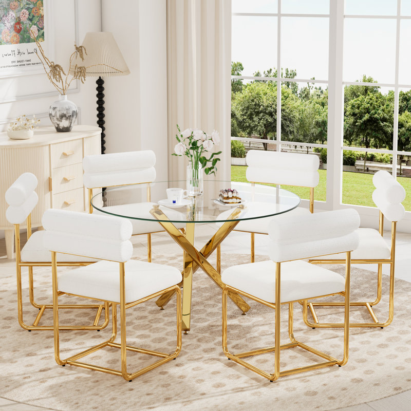Round Glass Dining Set, 7