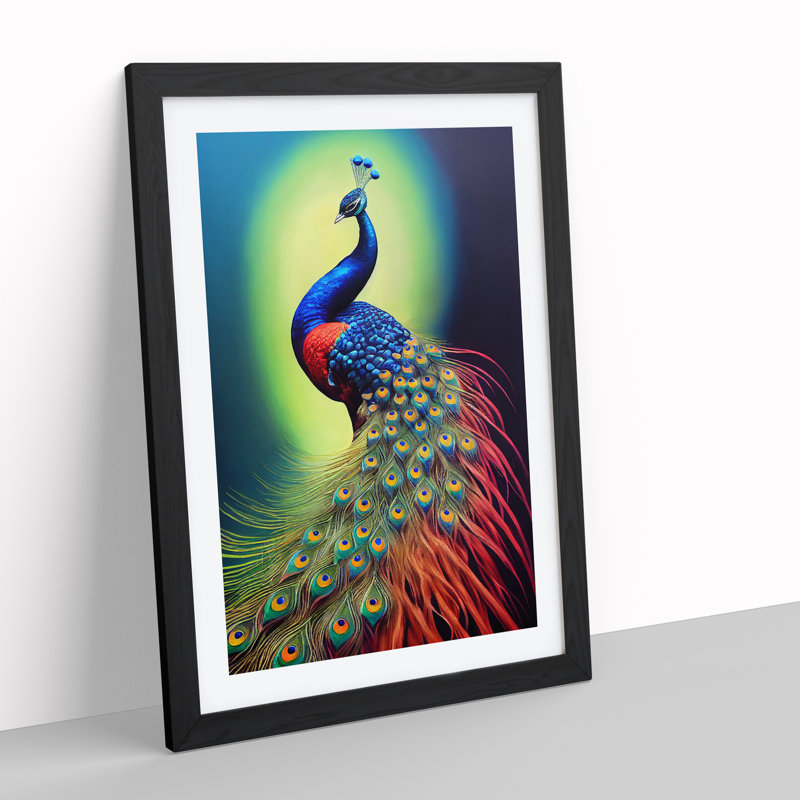 Shining Peacock - Framed Print, Black Framed, 64cm H x 46cm W x 2cm D