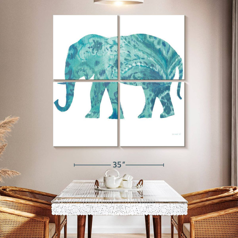 Éléphant brun sarcelle Brampt II, H 50 po x l 50 po