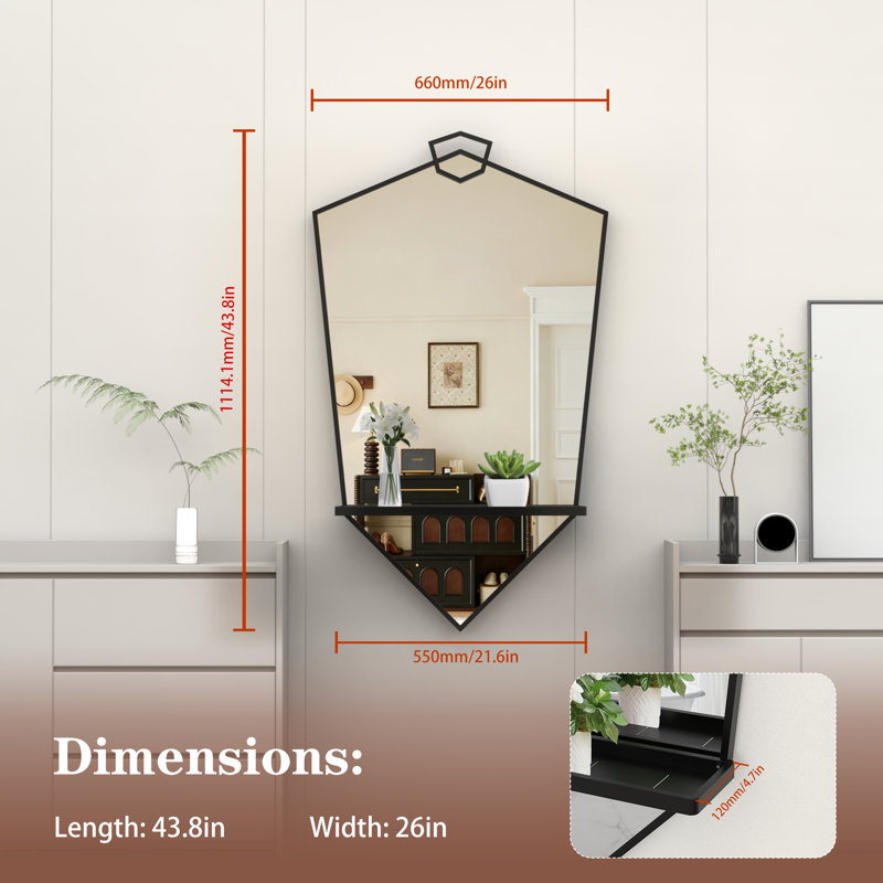 Miroir d'appoint 26 po x 43 po