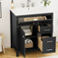 Meuble-lavabo noir de 30 po avec lavabo en céramique et beaucoup de rangement