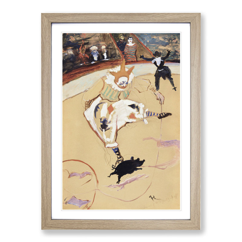 Clown at the Circus Fernando by Henri de Toulouse-Lautrec - Picture Frame Painting, Oak Framed, 36cm H x 27cm W x 2cm D