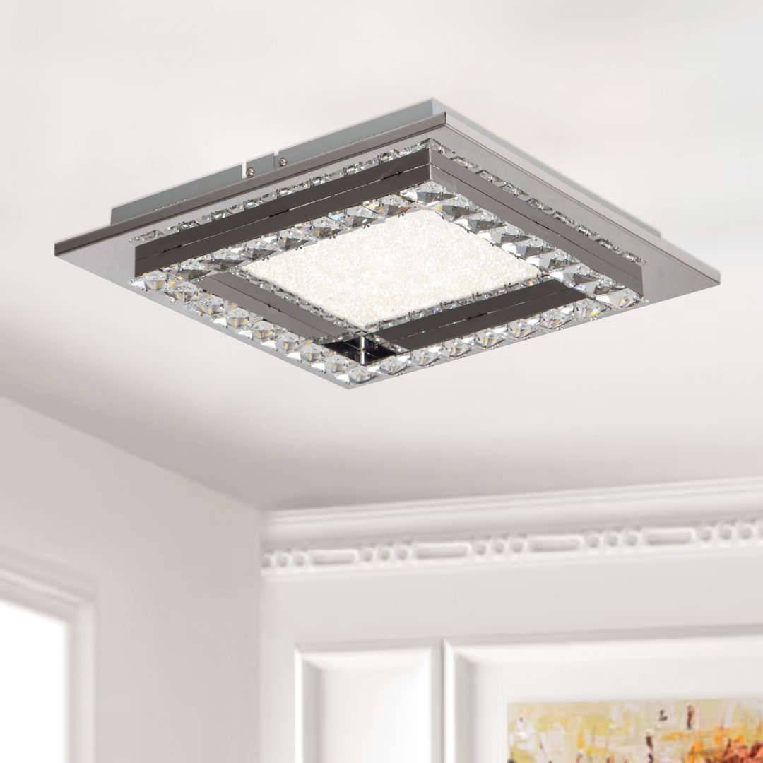 Mizer 1 - Light Chrome Stainless Steel LED Flush Mount With Clear Crystal Accents House of Hampton®