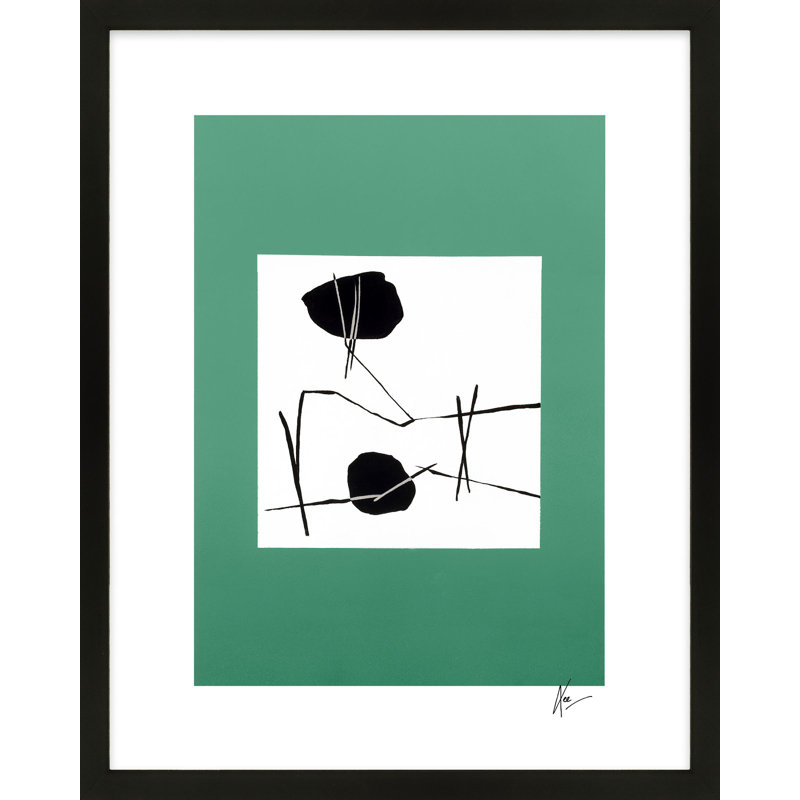 Modern Botanical 3 Painting by Lee Lessem, 20" H x 16" W x 1.25" D, Black 