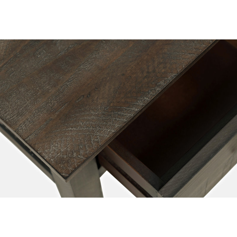 Degnan Solid Wood Top End Table with Storage, Dark Brown