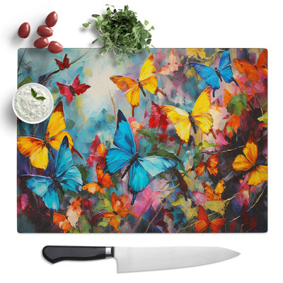 Butterfly Gestural  Glass Chopping Board