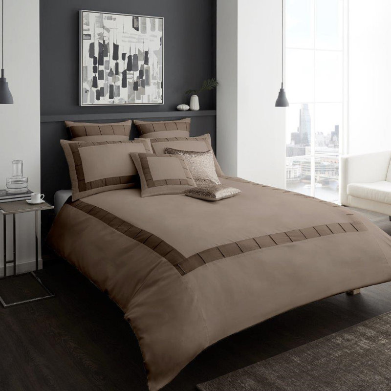 Hussing Cotton Blend Solid Colour Duvet Cover Set with Pillowcases, Brown, Single - 1 Standard Pillowcase