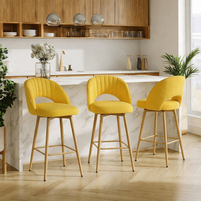 Ensemble de 3 tabourets de bar pivotants avec dossier 360 °
