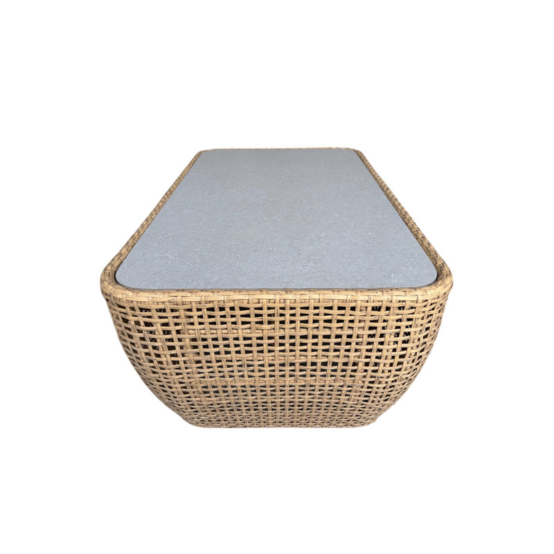 Table basse Sydney en osier et pierre
