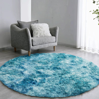 Round Solid Colour Shag 120cm X 120cm Area Rug
