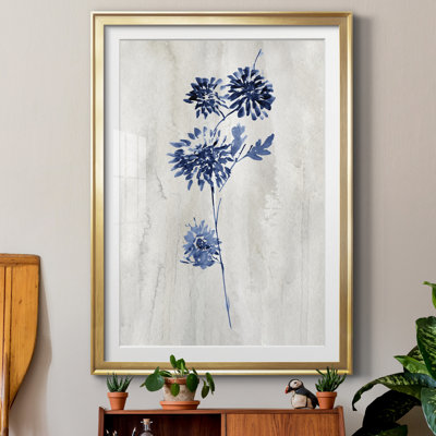 Indigo Botanical IV par J Paul - reproduction d'art sur papier encadrée