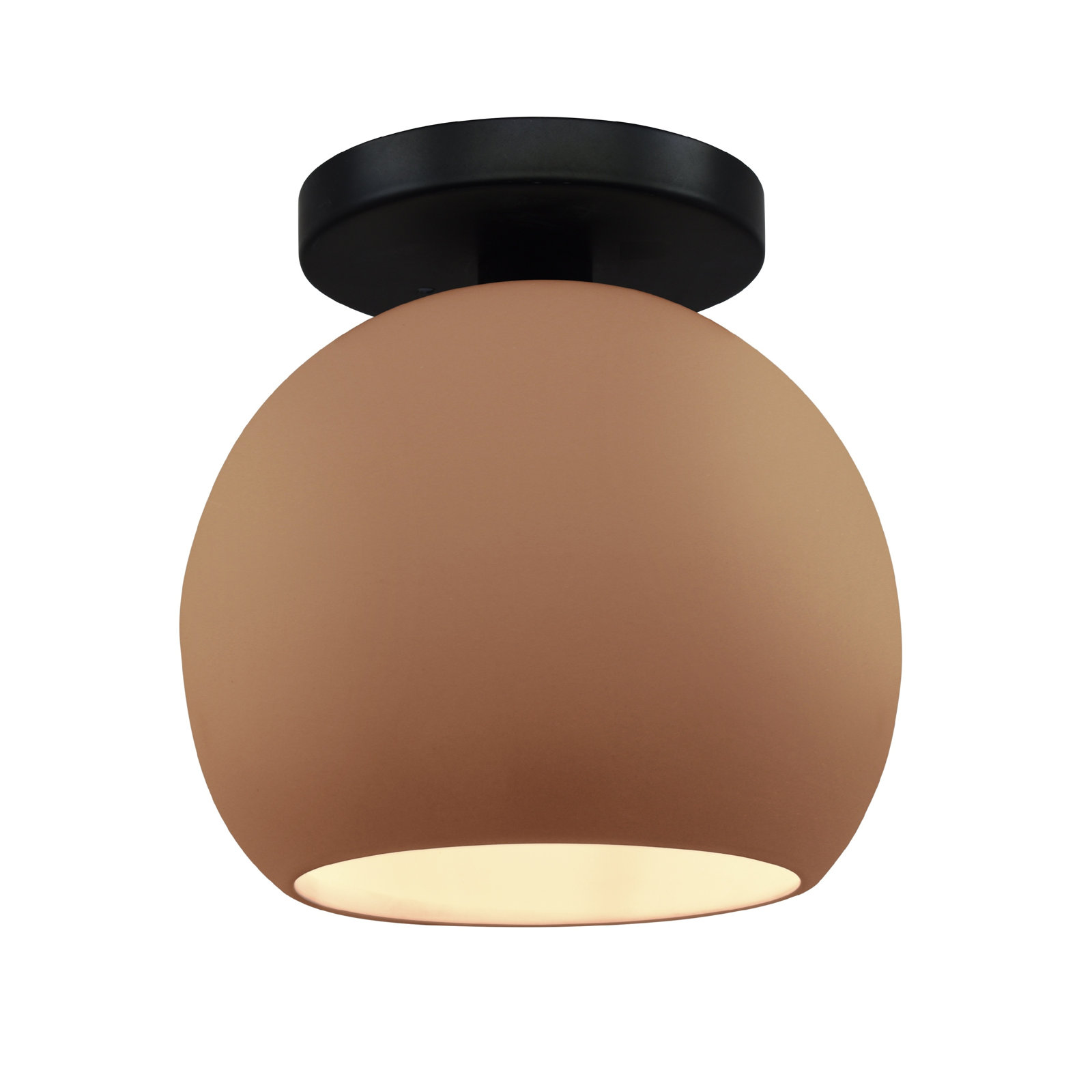Single Light Ceramic LED Semi Flush Mount, 9" H x 10" W x 10" D, Adobe, Matte Black