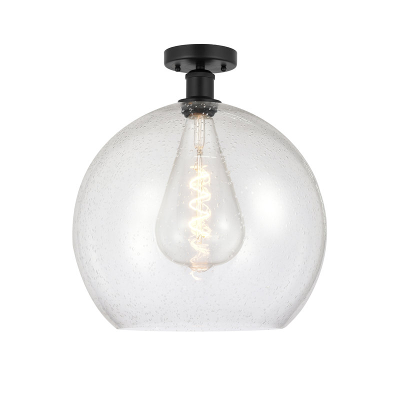 Plafonnier semi-encastré 1 lumière, Noir mat, Bullé, H 16,75 po x l 13,75 po x P 13,75 po