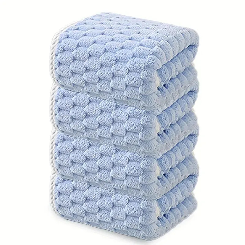 Weave Bath Towel Set Soft Quick Dry Microfiber Towels Absorbent Spa Fitness Travel Towels, 4, Blue
