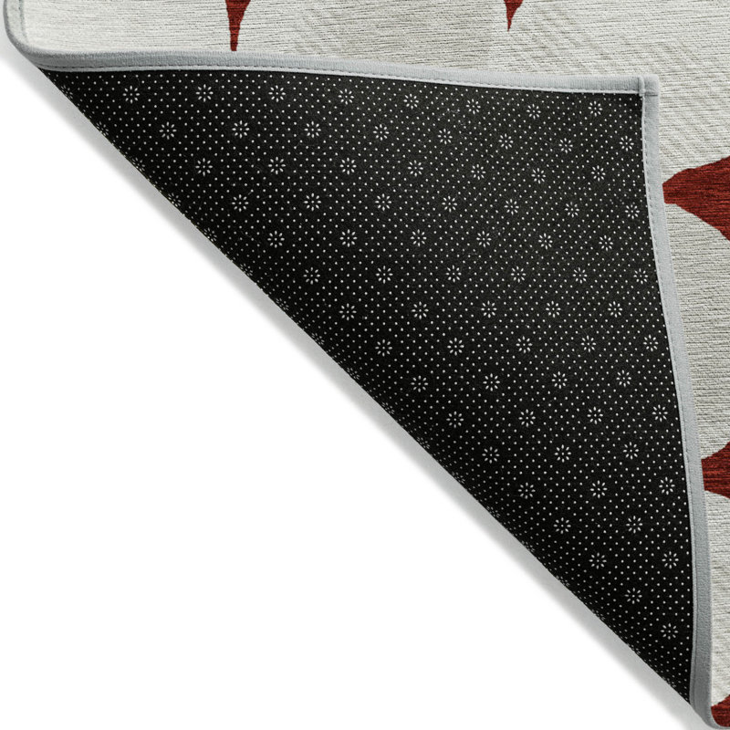Tapis extérieur lavable abstrait bourgogne et ivoire 3 pi x 5 pi