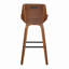 Fixed-Height Barstool With Swivel In Walnut Wood And Charcoal Fabric With Square Black Metal Footrest - Set Of 2