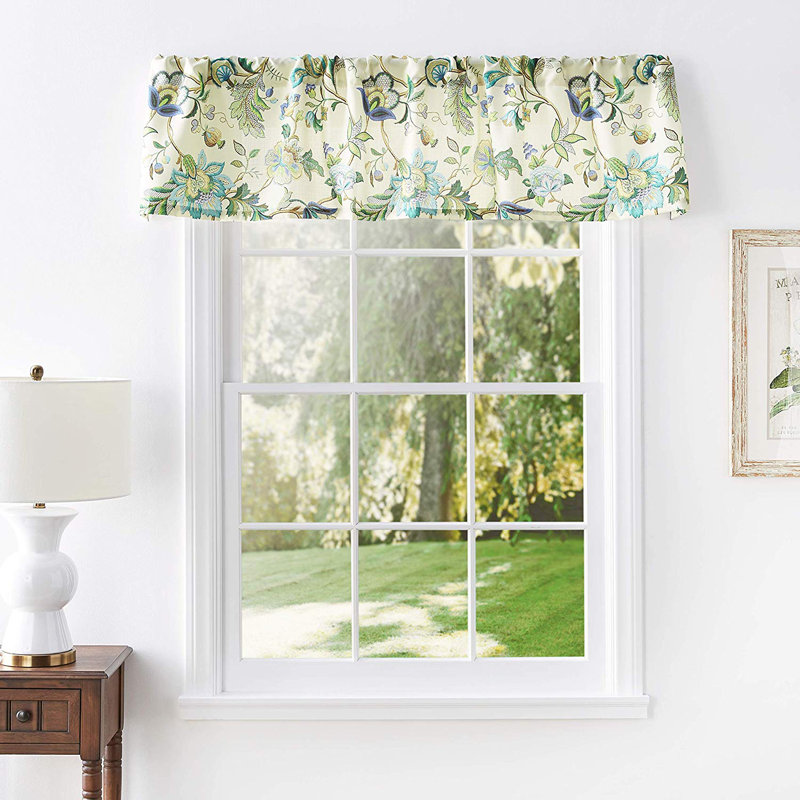 Jorma Floral Tailored Window Valance, Blue