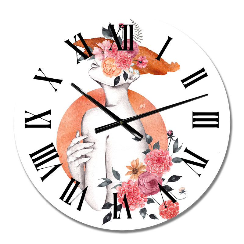 Silhouette de femme avec horloge murale Glam, Moyen