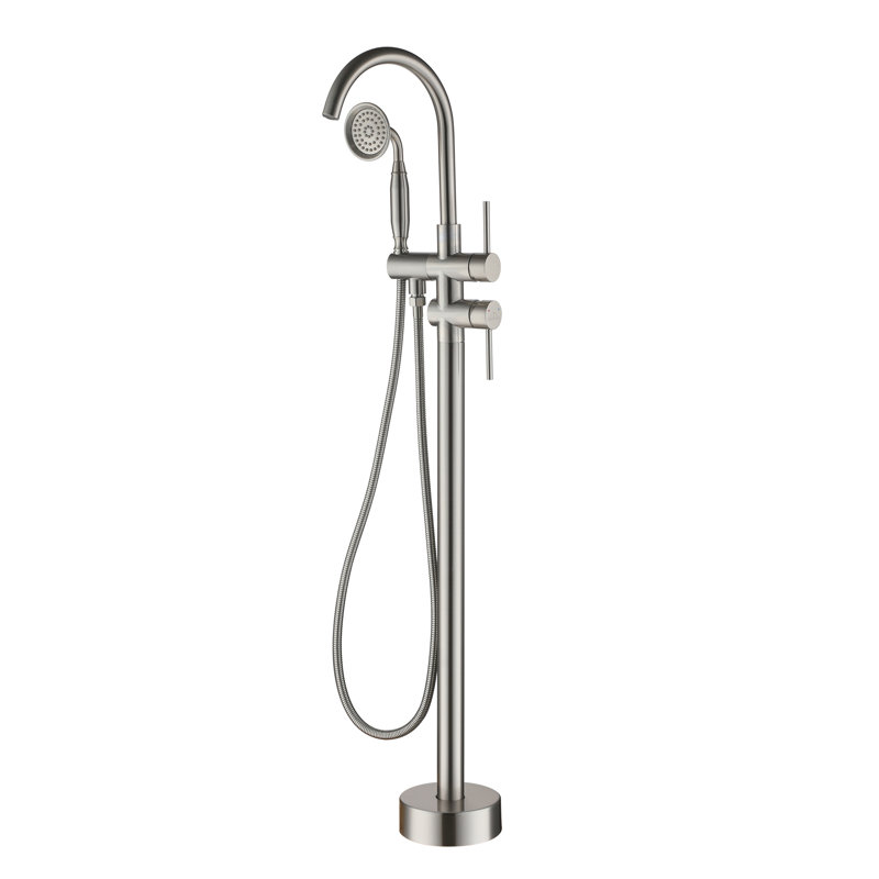 Robinet de baignoire à poignée double, Nickel brossé