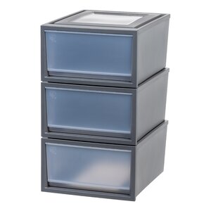 Stackable Storage Bin W/ Drawer, Gray