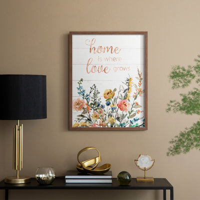 Home is Where Love Grows, reproduction encadrée - bois massif