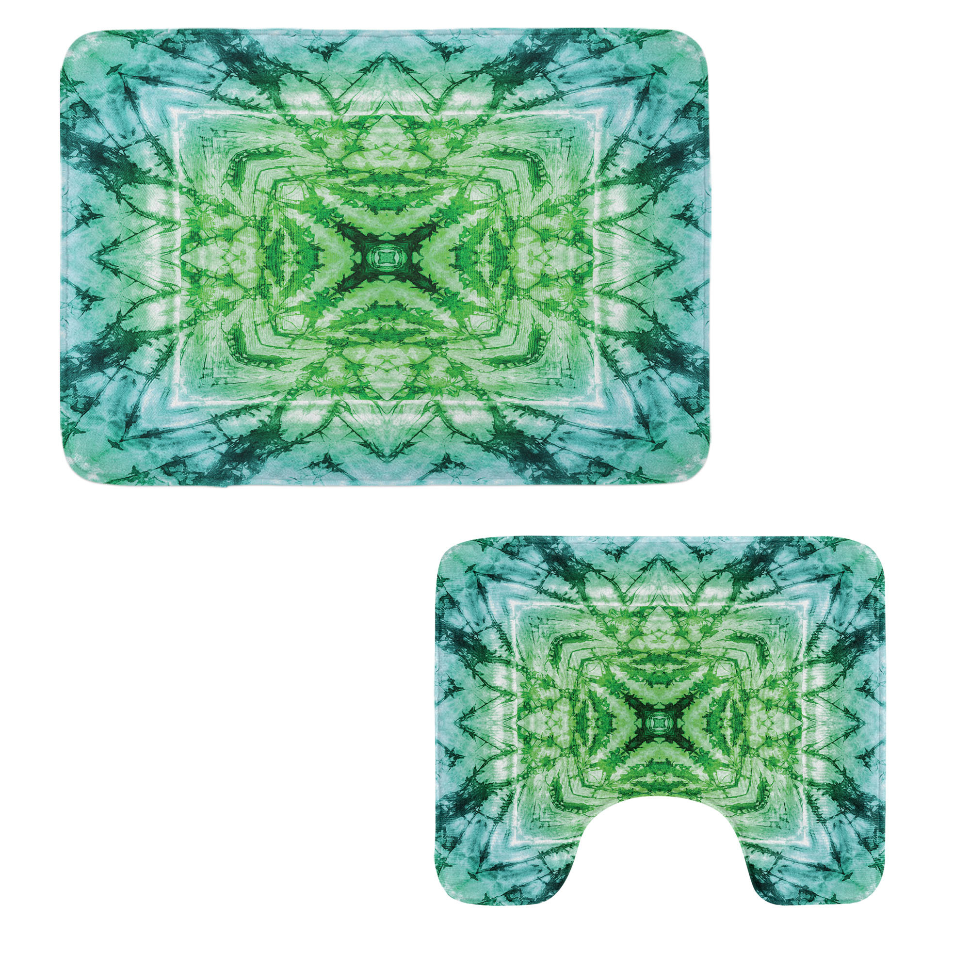 Highland Dunes Green Bathroom Rug Set 2 Pieces Rectangle & Contour Mats
