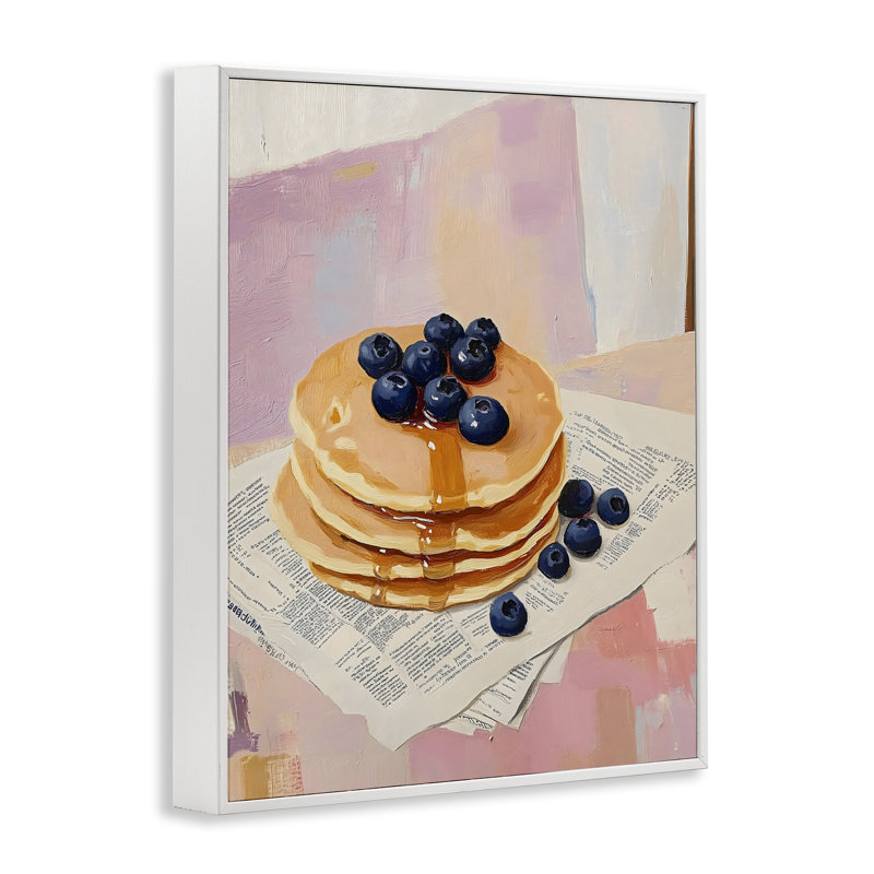 «Blueberry Pancakes» avec sirop, giclée encadrée, design par The Prints Vibe, 30 x 24, Coastal White Giclee Framed