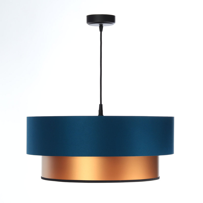 Rivington 1 - Light Black/Silver Drum Pendant, 20cm H x 60cm W x 60cm D, Blue/Orange