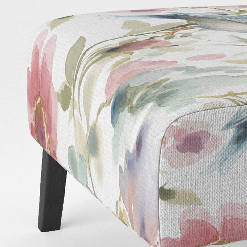 Fauteuil de chambre rembourré Beautiful Bird Romance I, Mélange de polyester blanc