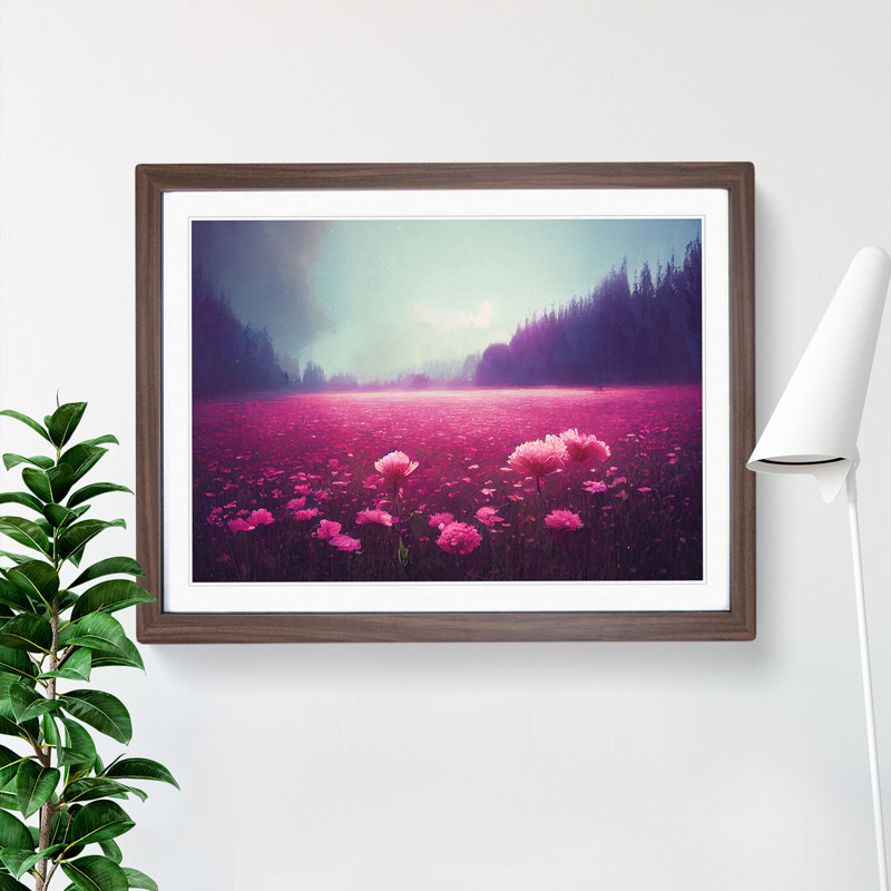 Carnation Flowers - Single Picture Frame Print, 46cm H x 64cm W x 2cm D, Walnut Framed