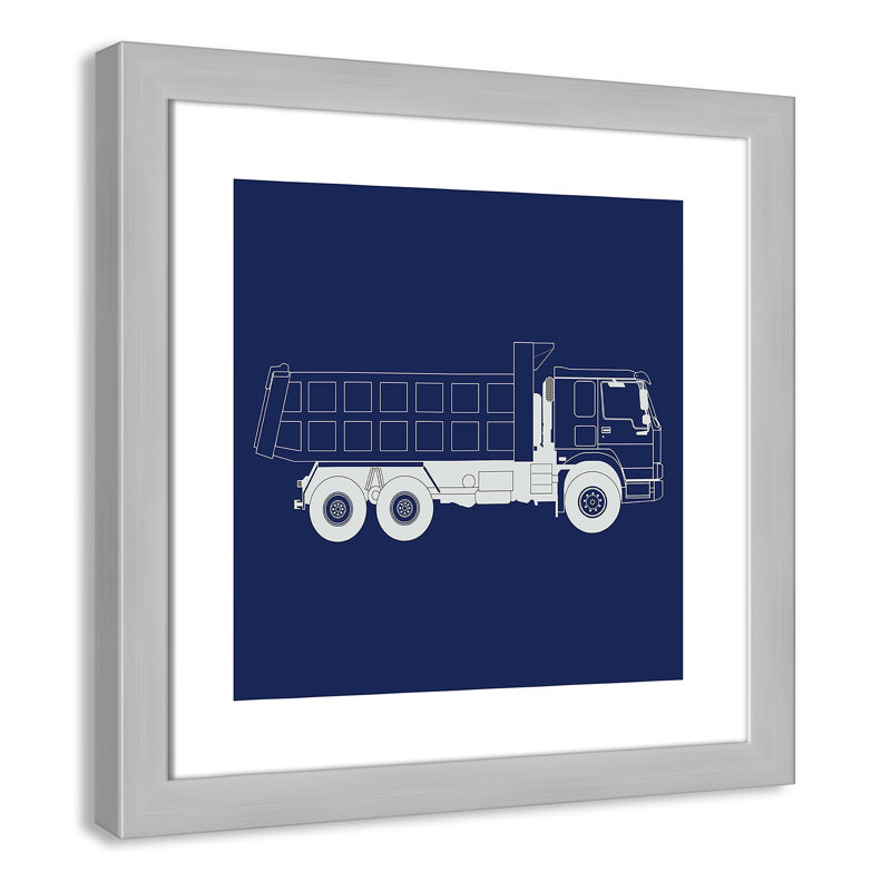 Art encadré Wild Camions, H 16 po x l 16 po x P 0,6 po, Encadré plat argent