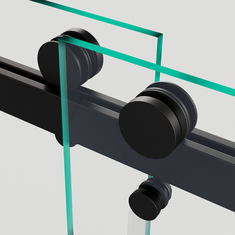 Luna 58 to 60 in. W x 60.5 in. H Sliding Bypass Frameless Tub Door in Matte Black with 3/8 in. (10mm) Thick Clear Glass