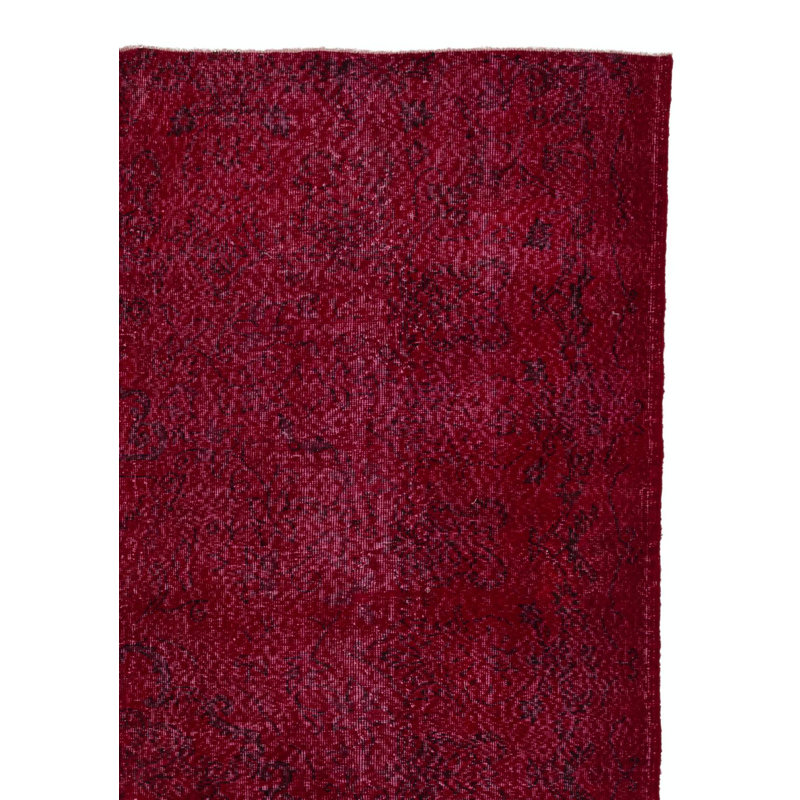 Tapis turc moderne de 7,4 x 10 pi de couleur rouge bicolore fabriqué à la main avec motif de médaillon