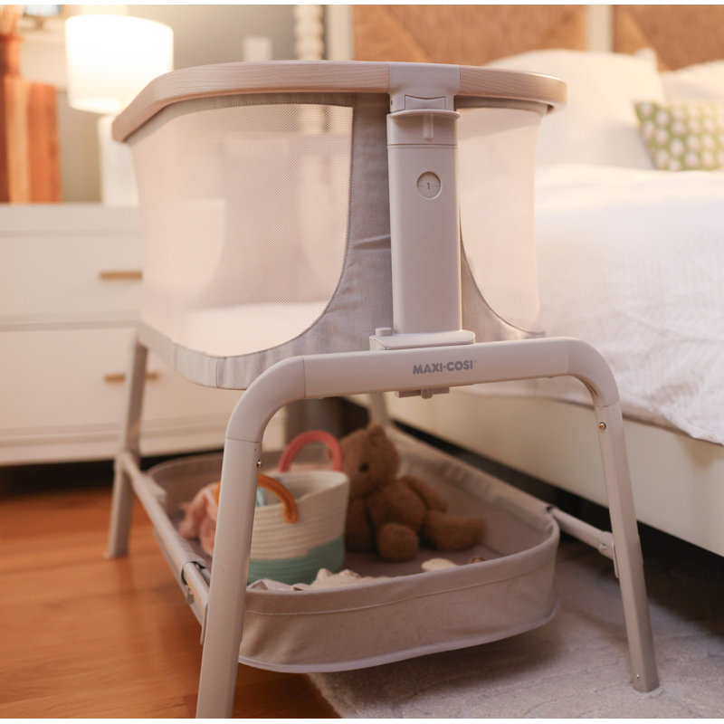 Iora Bedside Crib with Mattress, Light Gray