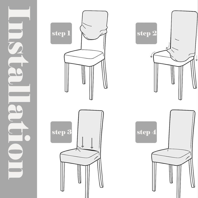 Housse imperméable pour chaise de salle à manger, Mélange de polyester gris