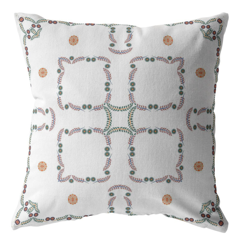 Geometric Reversible Pillow Insert, White Floral, 18" x 18"