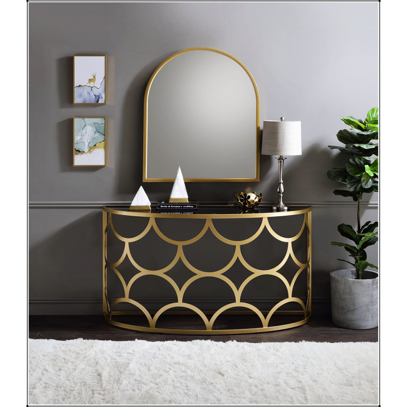 Altus Gold Finish Console Table