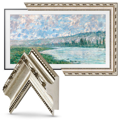 Ornate Silver Deco TV Frame for Samsung Frame TV and Frame Pro