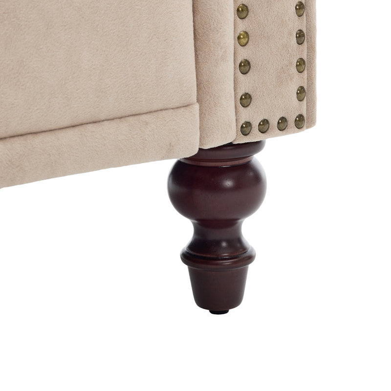 Velvet/Linen Upholstered Storage Bench With Segmented Storage Compartments, Light Brown Velvet, 20.8" H x 67" W x 18.9" D