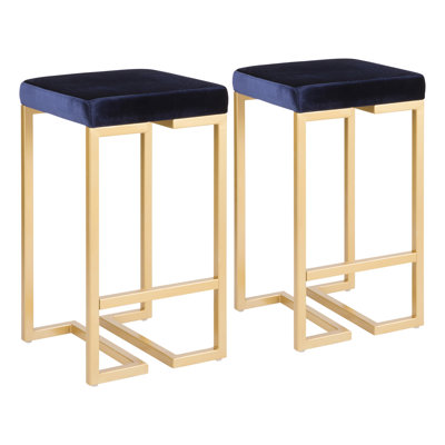 Upholstered Counter Stool with Metal Frame