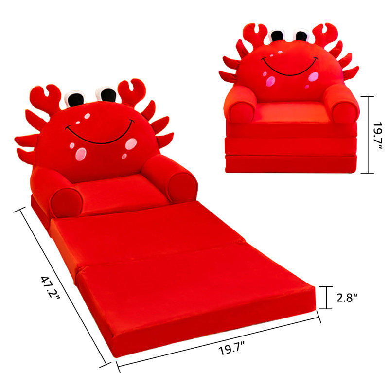 Canapé-lit pour tout-petit 3 en 1, Crabe rouge