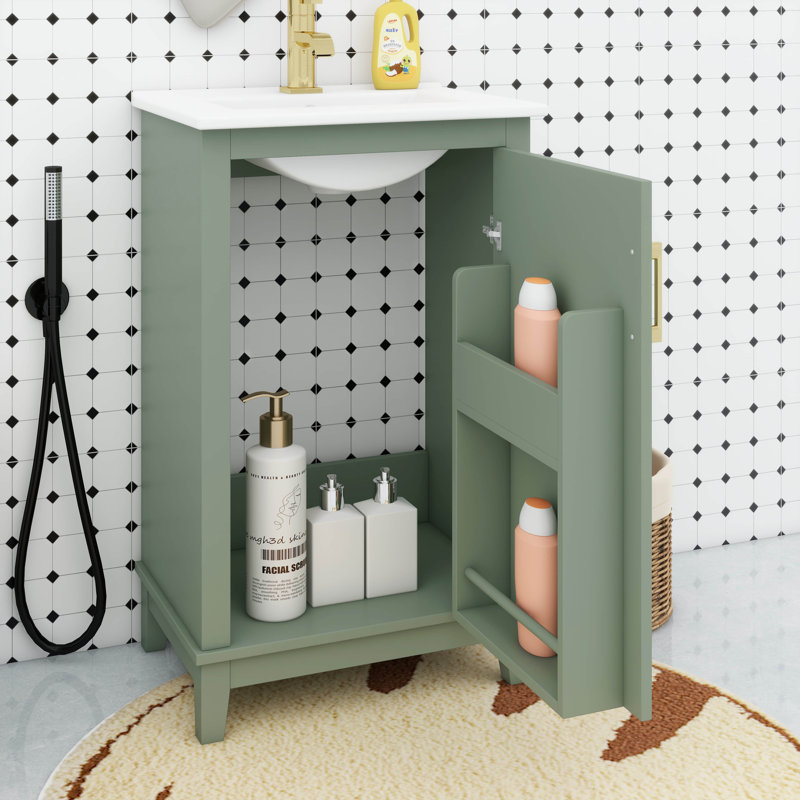 Ensemble de meuble-lavabo moderne 20 "avec lavabo en céramique et 1 armoire
