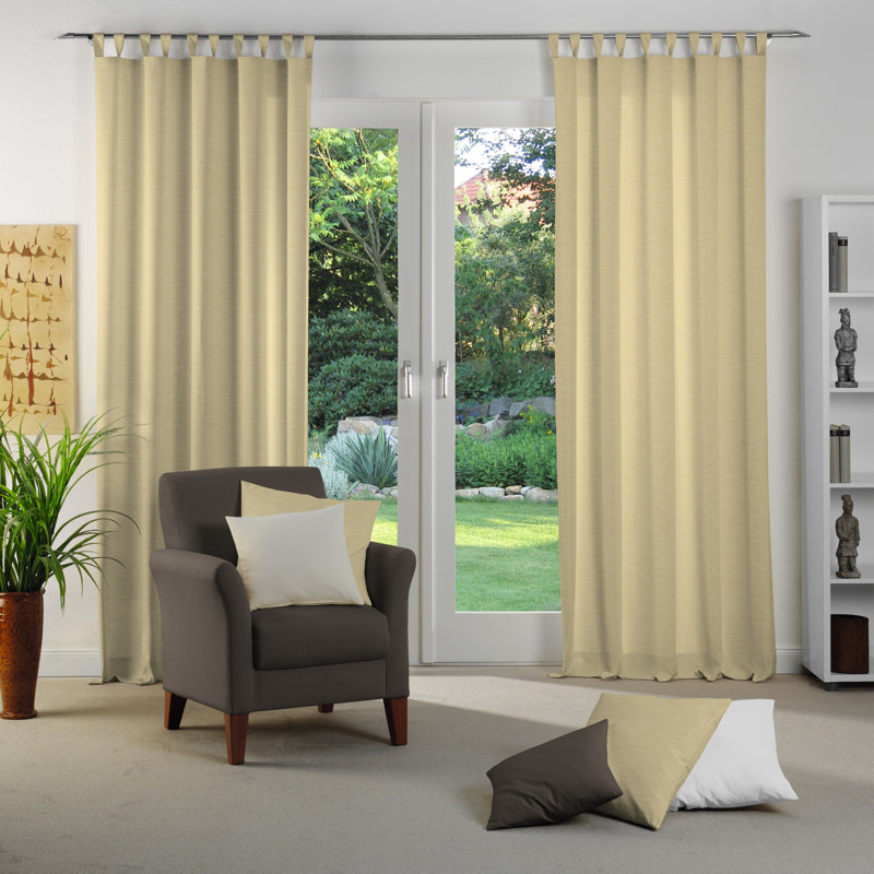 Polyacrylic Opaque Tab Top Curtain Panel, 132cm Width x 315cm Drop, Beige